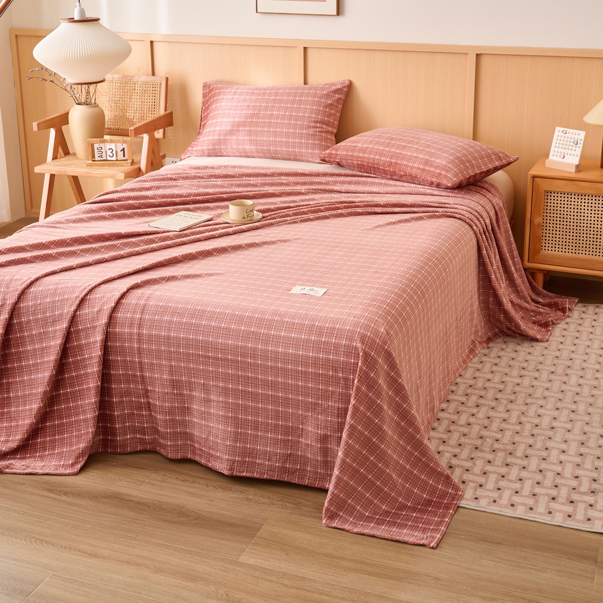 91家纺网 家纺一手货源 找家纺 早晨家纺 2025新款野牧款高克重牛奶绒印花单床单系列 野牧-香风焦糖