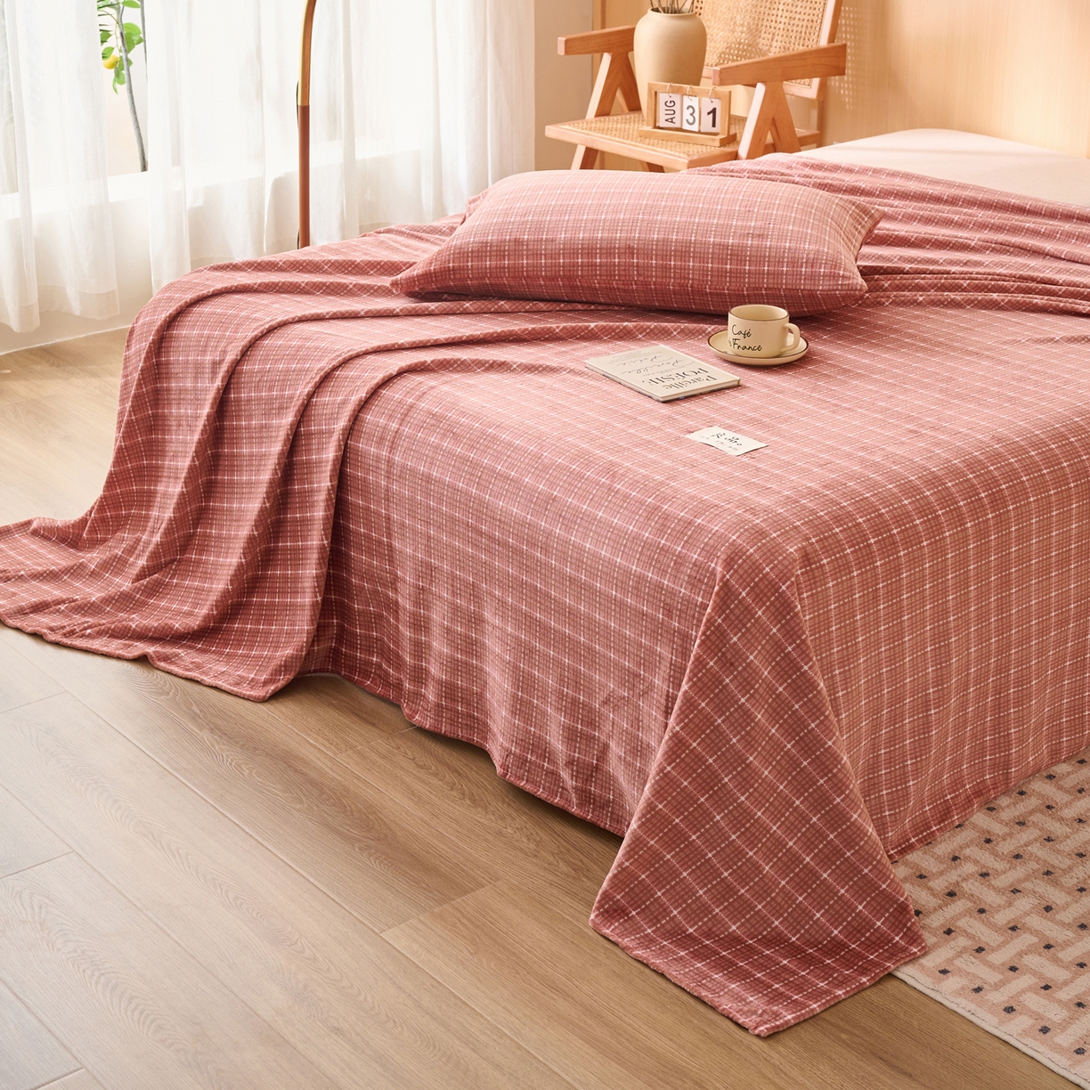 91家纺网 家纺一手货源 找家纺 早晨家纺 2025新款野牧款高克重牛奶绒印花单床单系列 野牧-香风焦糖