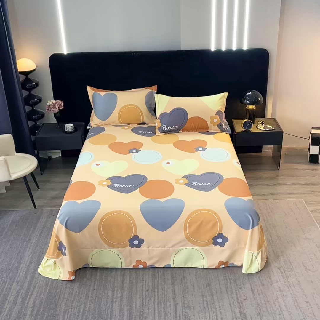 91家纺网 家纺一手货源 找家纺 （总）2025新款叶语系-活性全棉磨毛床单单件 加厚保暖印花纯棉磨毛床单单床单单品床单斜纹