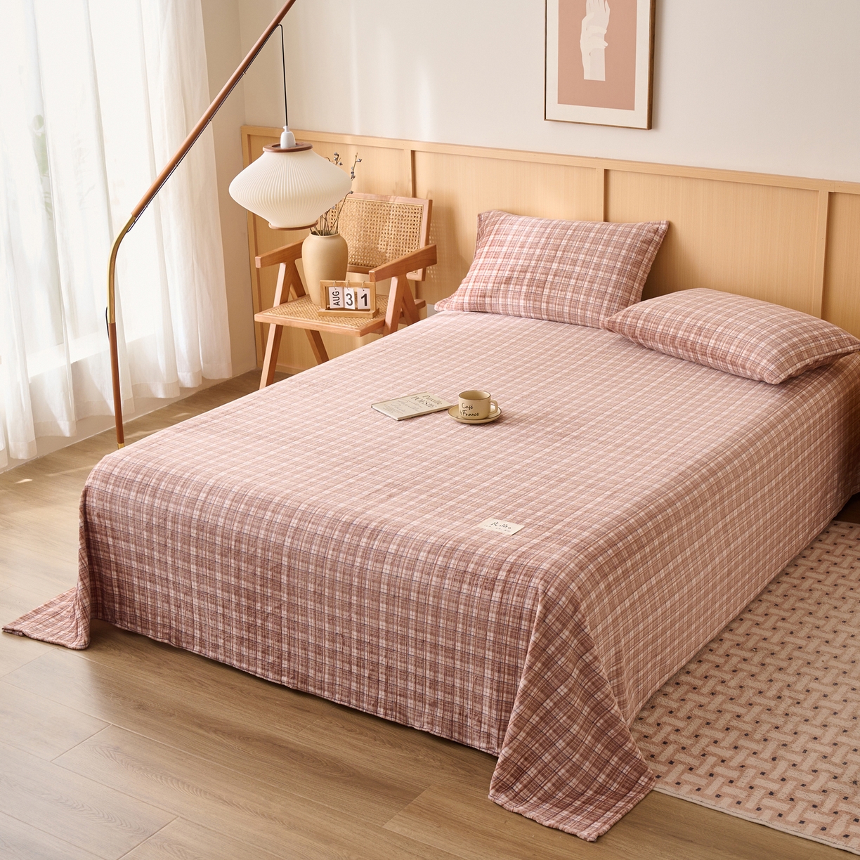 91家纺网 家纺一手货源 找家纺 早晨家纺 2025新款野牧款高克重牛奶绒印花单床单系列 野牧-香风咖