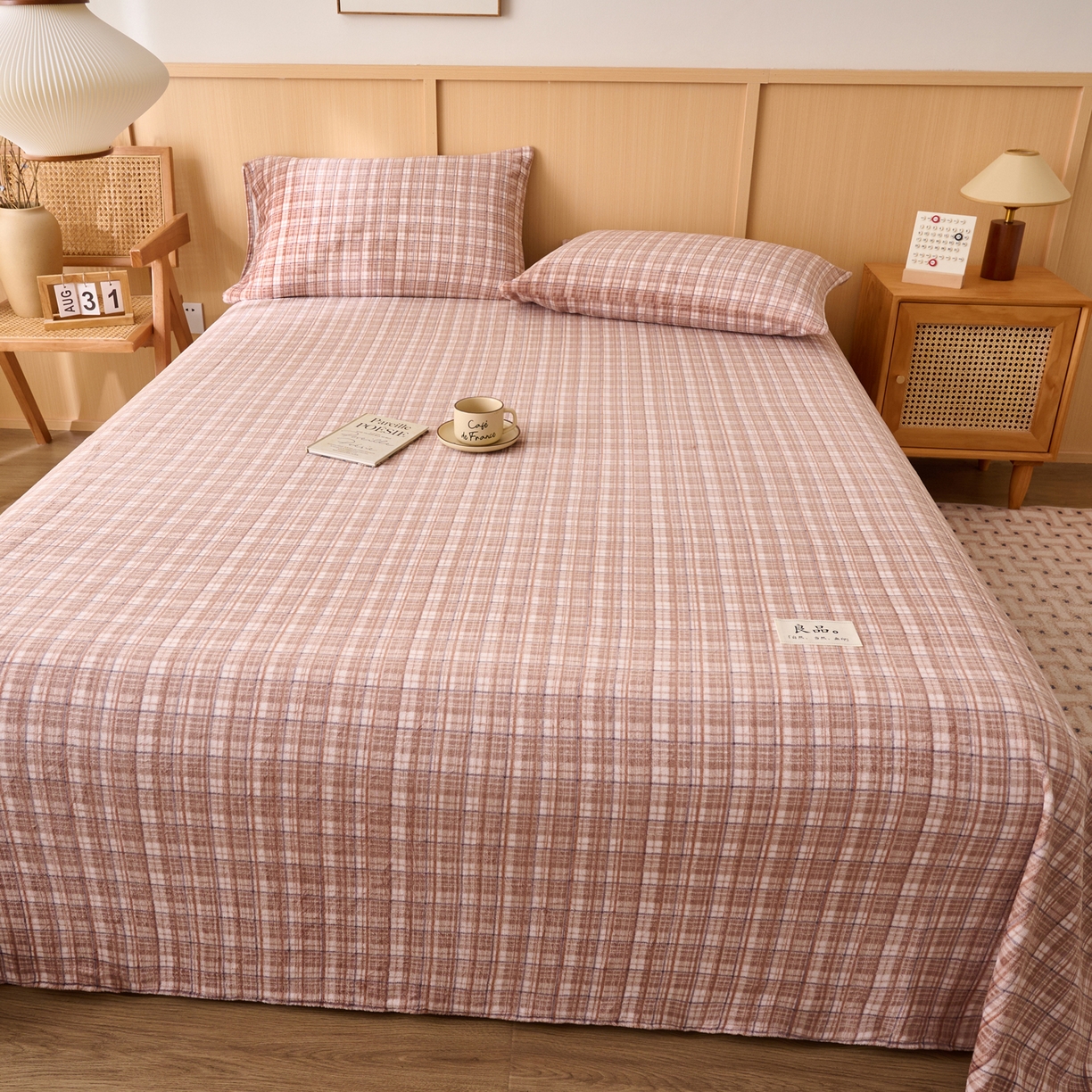 91家纺网 家纺一手货源 找家纺 早晨家纺 2025新款野牧款高克重牛奶绒印花单床单系列 野牧-香风咖