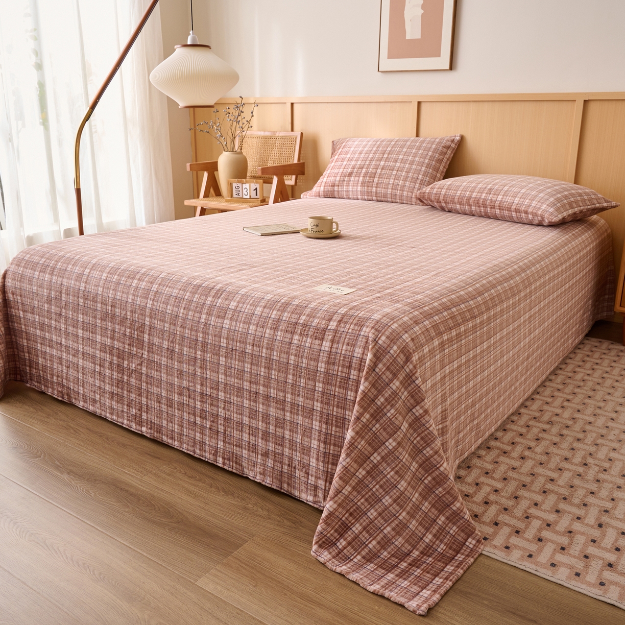 91家纺网 家纺一手货源 找家纺 早晨家纺 2025新款野牧款高克重牛奶绒印花单床单系列 野牧-香风咖