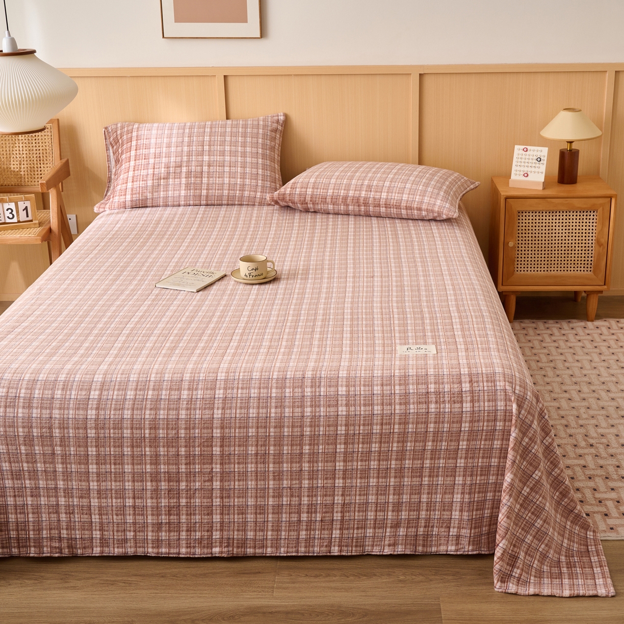 91家纺网 家纺一手货源 找家纺 早晨家纺 2025新款野牧款高克重牛奶绒印花单床单系列 野牧-香风咖