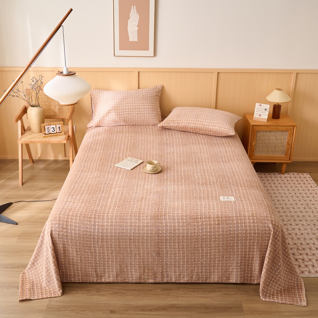 91家纺网 家纺一手货源 找家纺 早晨家纺 2025新款野牧款高克重牛奶绒印花单床单系列 野牧-香风驼