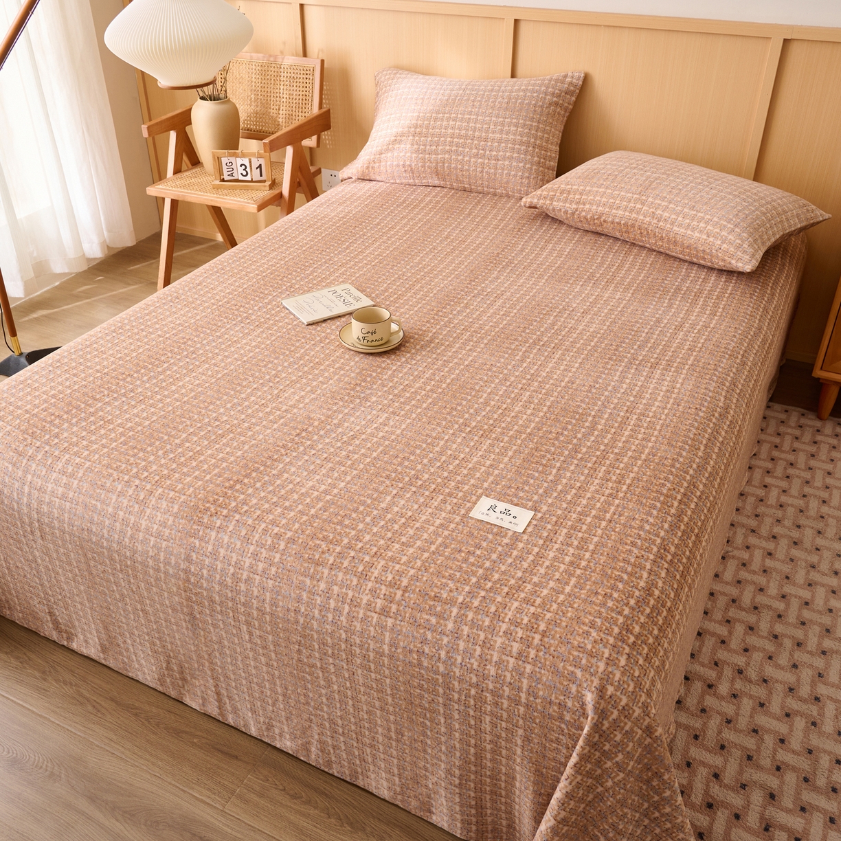 91家纺网 家纺一手货源 找家纺 早晨家纺 2025新款野牧款高克重牛奶绒印花单床单系列 野牧-香风驼