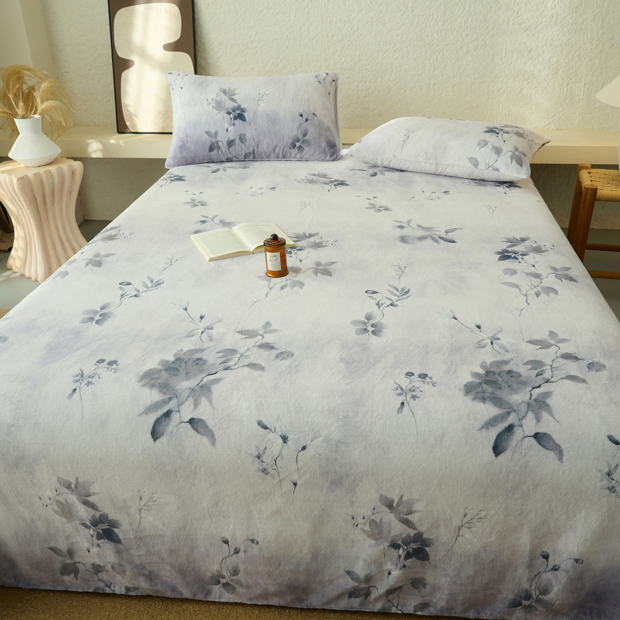 91家纺网 家纺一手货源 找家纺 早晨家纺 2025新款数码印花高克重牛奶单床单 烟蕊