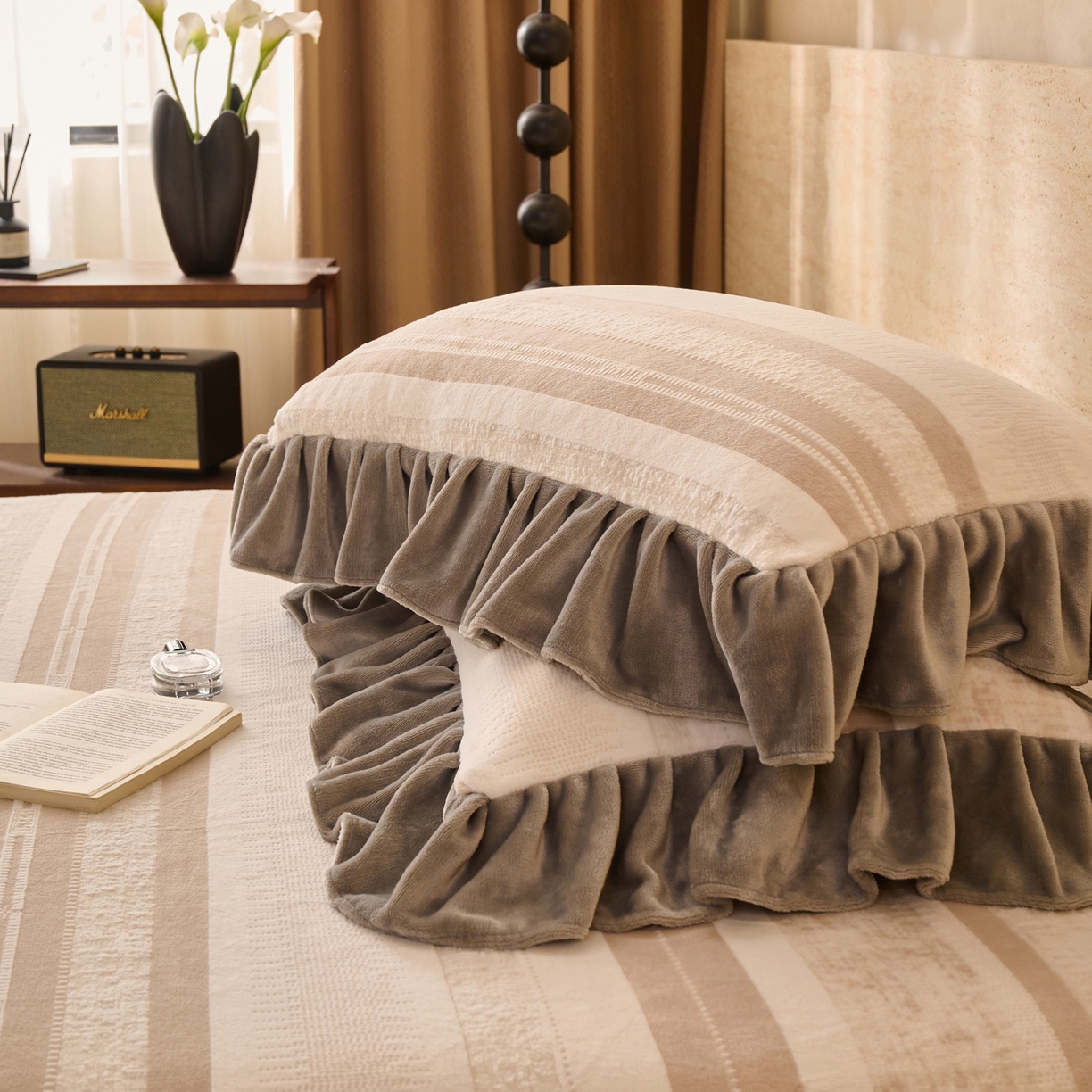 91家纺网 家纺一手货源 找家纺 早晨家纺 2025新款高克重牛奶绒烂花单床笠 素纹