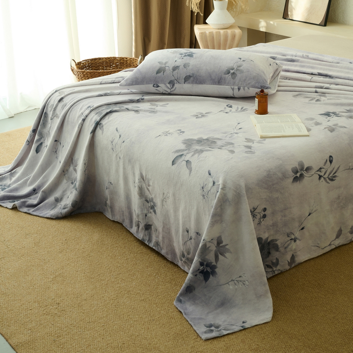 91家纺网 家纺一手货源 找家纺 早晨家纺 2025新款数码印花高克重牛奶单床单 烟蕊