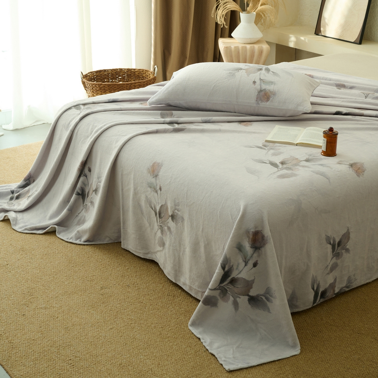 91家纺网 家纺一手货源 找家纺 早晨家纺 2025新款数码印花高克重牛奶单床单 浅蕊