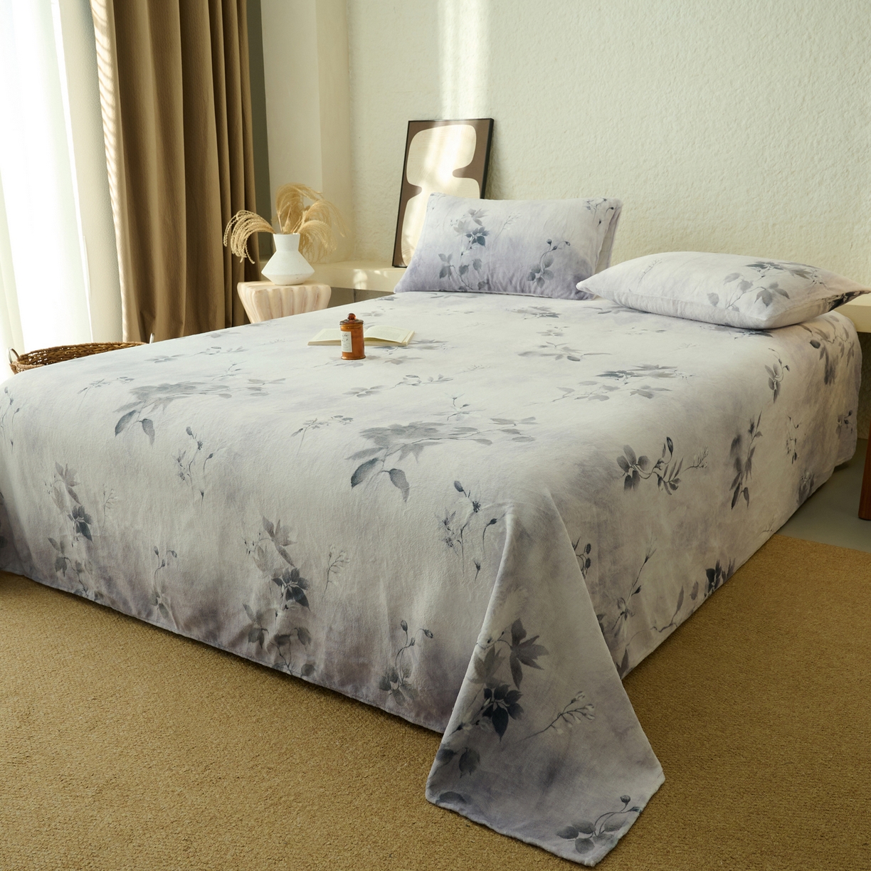 91家纺网 家纺一手货源 找家纺 早晨家纺 2025新款数码印花高克重牛奶单床单 烟蕊