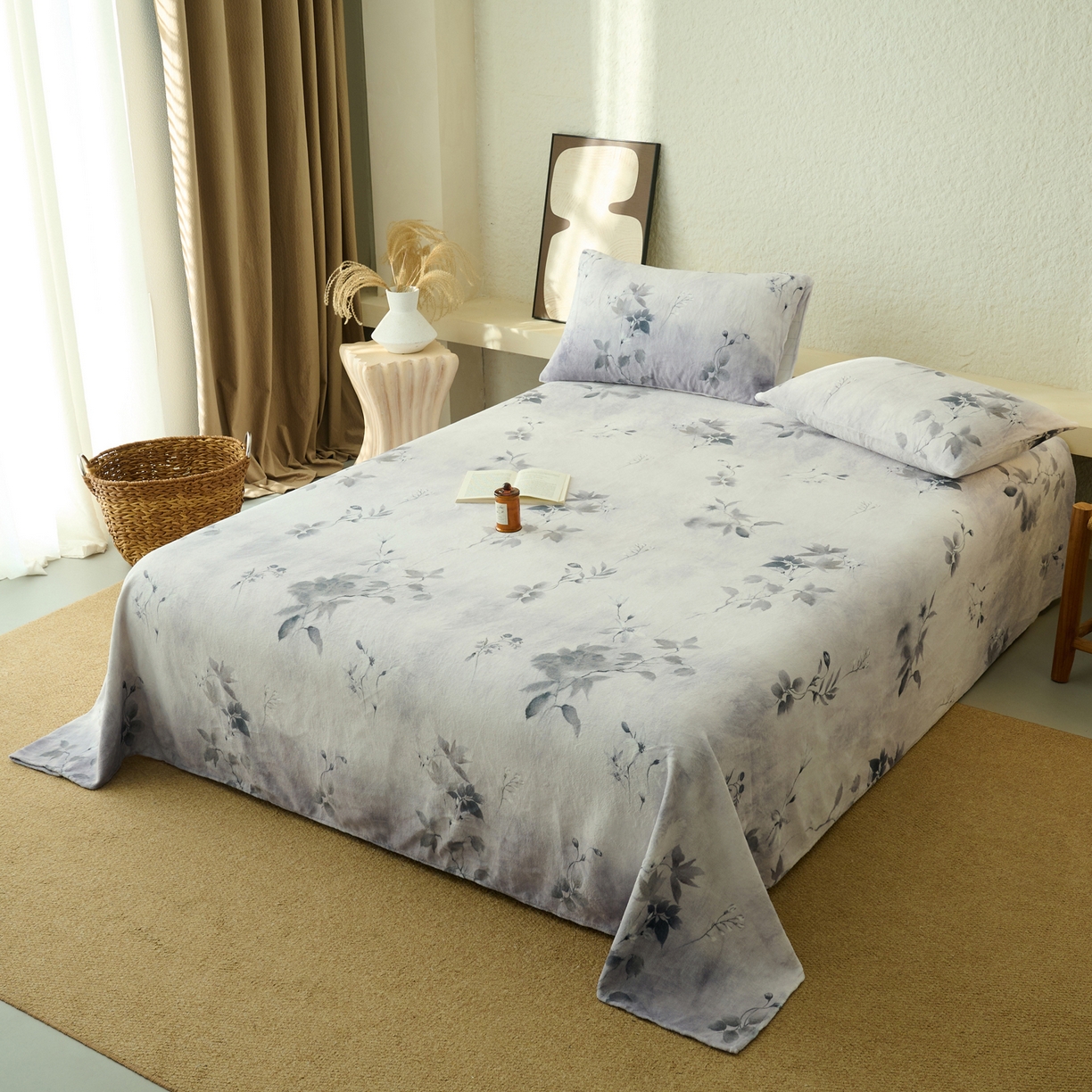 91家纺网 家纺一手货源 找家纺 早晨家纺 2025新款数码印花高克重牛奶单床单 烟蕊