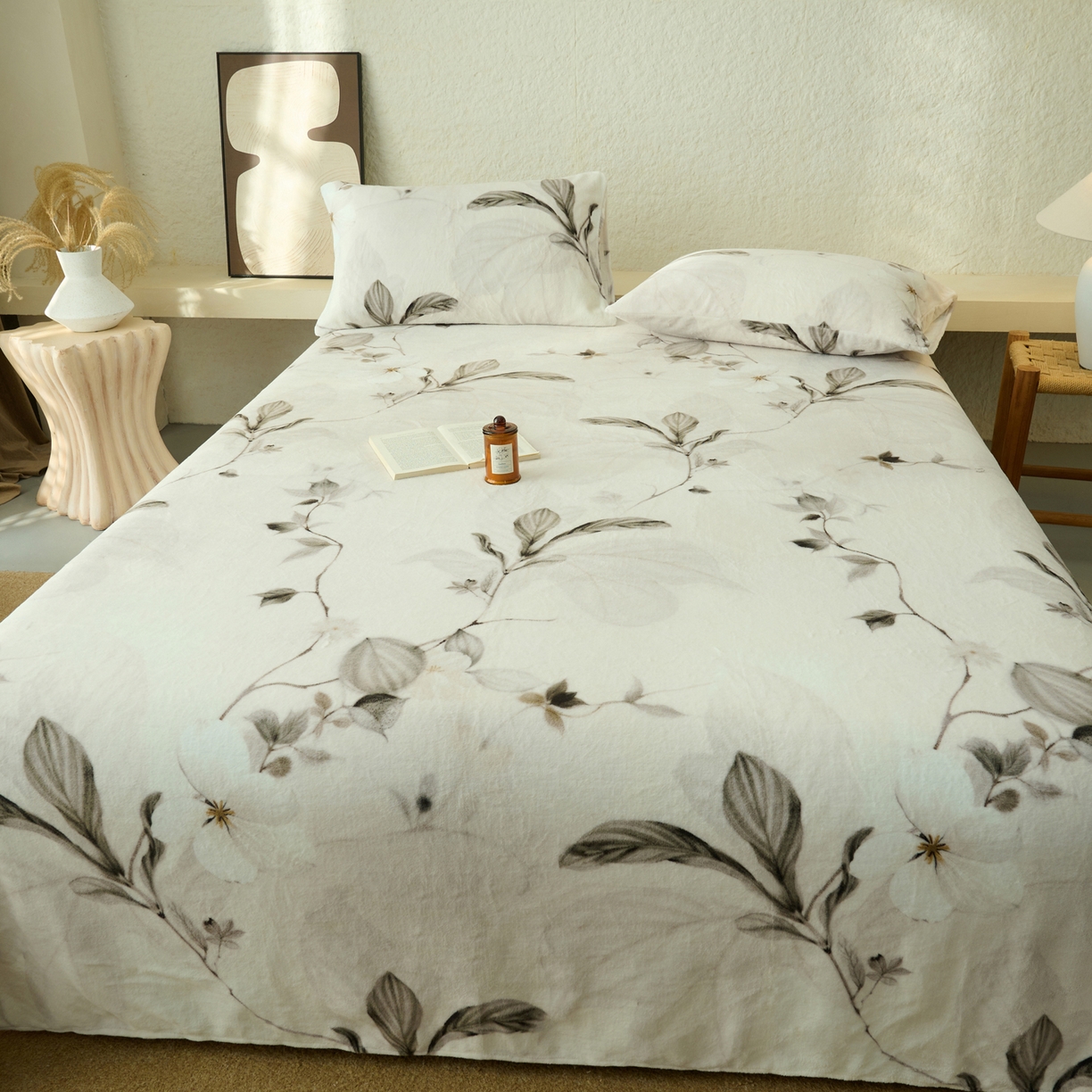 91家纺网 家纺一手货源 找家纺 早晨家纺 2025新款数码印花高克重牛奶单床单 素枝