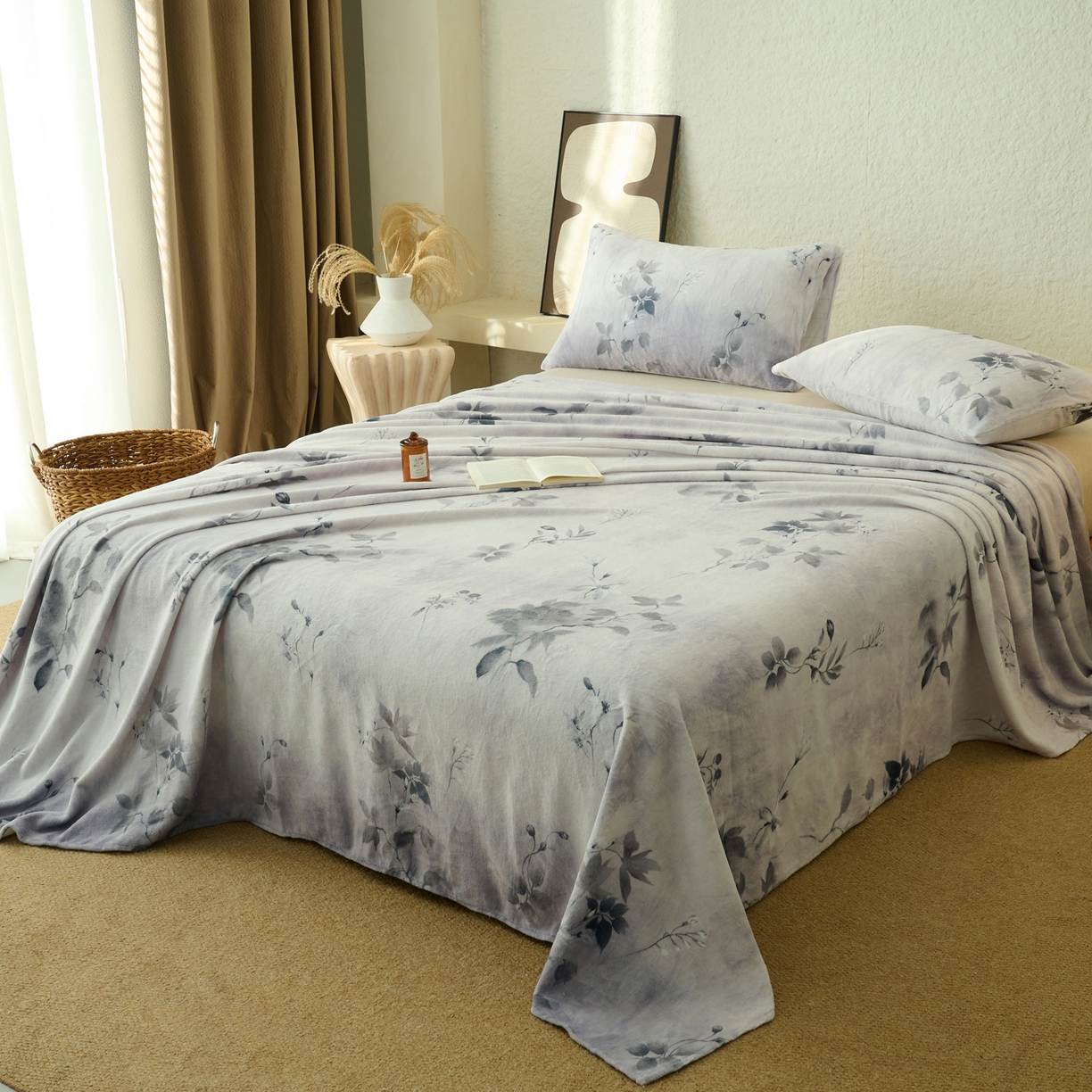 91家纺网 家纺一手货源 找家纺 早晨家纺 2025新款数码印花高克重牛奶单床单 烟蕊