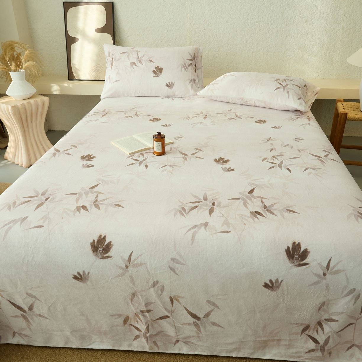 91家纺网 家纺一手货源 找家纺 早晨家纺 2025新款数码印花高克重牛奶单床单 竹影