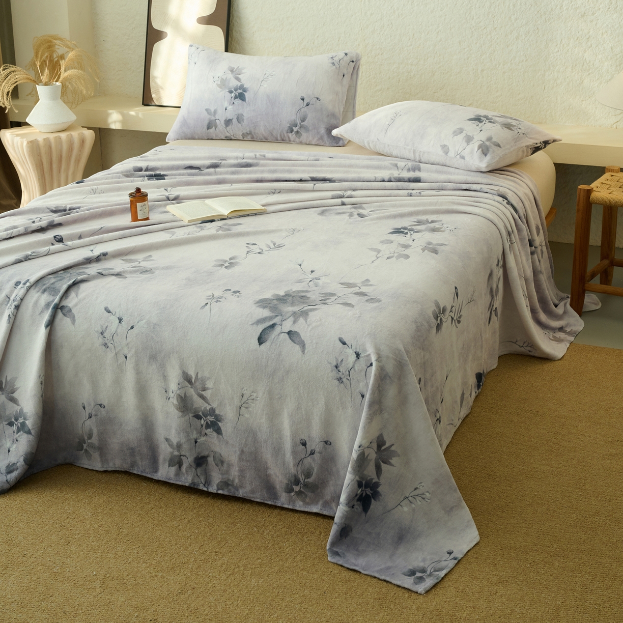 91家纺网 家纺一手货源 找家纺 早晨家纺 2025新款数码印花高克重牛奶单床单 烟蕊