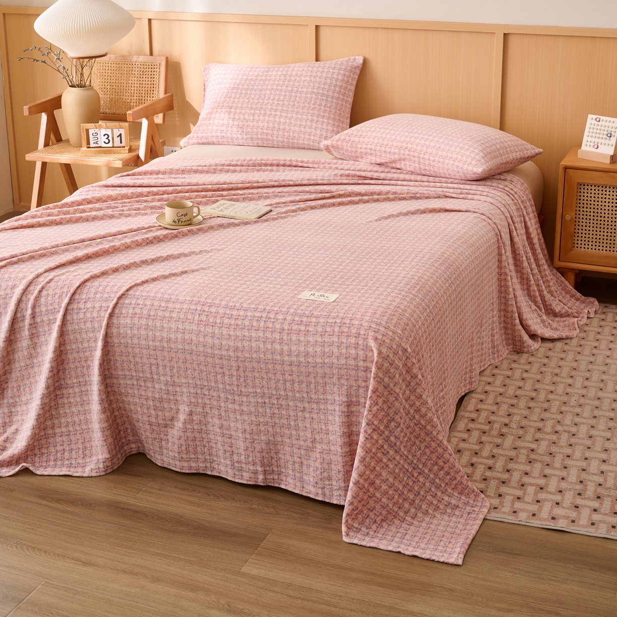 91家纺网 家纺一手货源 找家纺 早晨家纺 2025新款野牧款高克重牛奶绒印花单床单系列 野牧-香风玉