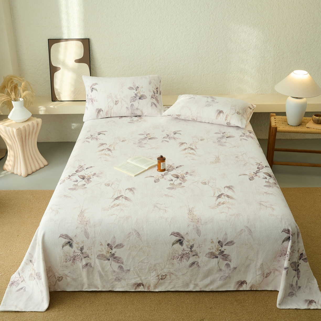 91家纺网 家纺一手货源 找家纺 早晨家纺 2025新款数码印花高克重牛奶单床单 疏影