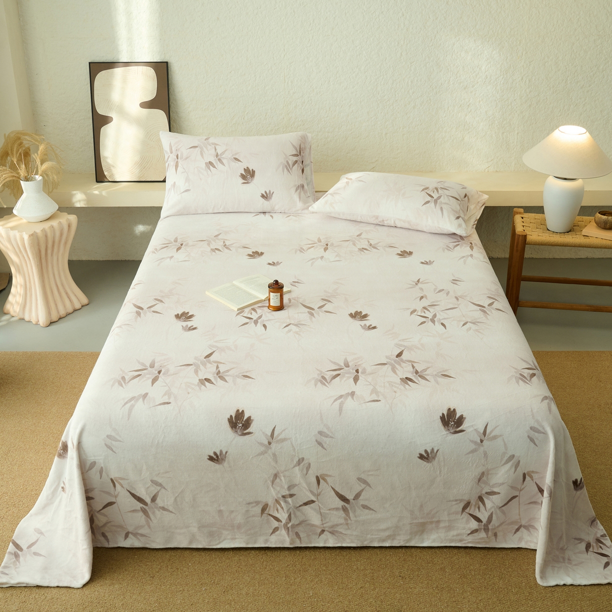 91家纺网 家纺一手货源 找家纺 早晨家纺 2025新款数码印花高克重牛奶单床单 竹影