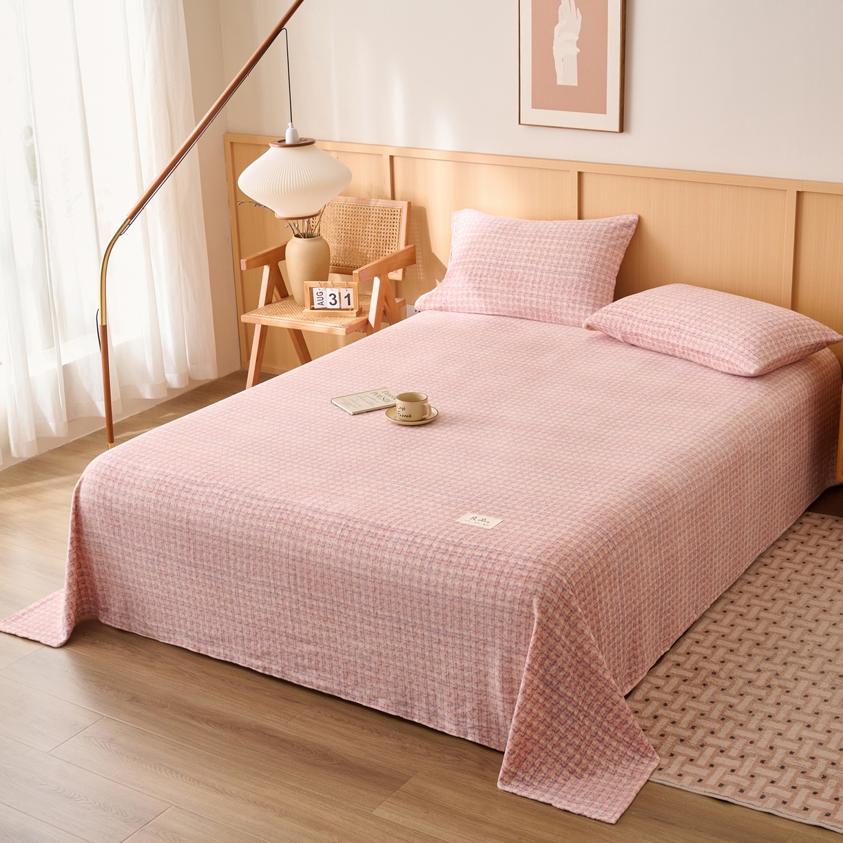 91家纺网 家纺一手货源 找家纺 早晨家纺 2025新款野牧款高克重牛奶绒印花单床单系列 野牧-香风玉