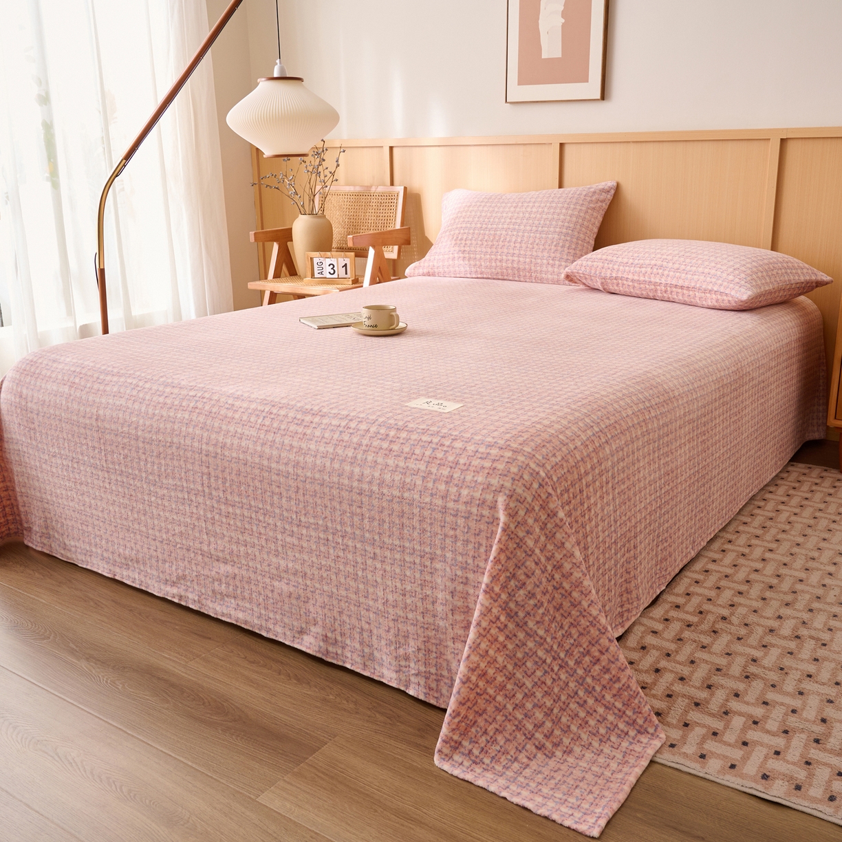 91家纺网 家纺一手货源 找家纺 早晨家纺 2025新款野牧款高克重牛奶绒印花单床单系列 野牧-香风玉