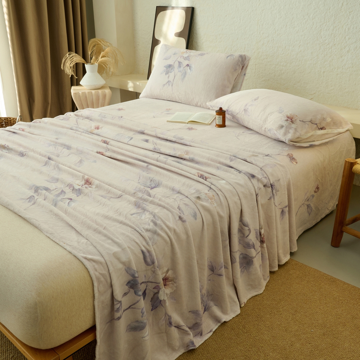 91家纺网 家纺一手货源 找家纺 早晨家纺 2025新款数码印花高克重牛奶单床单 花影