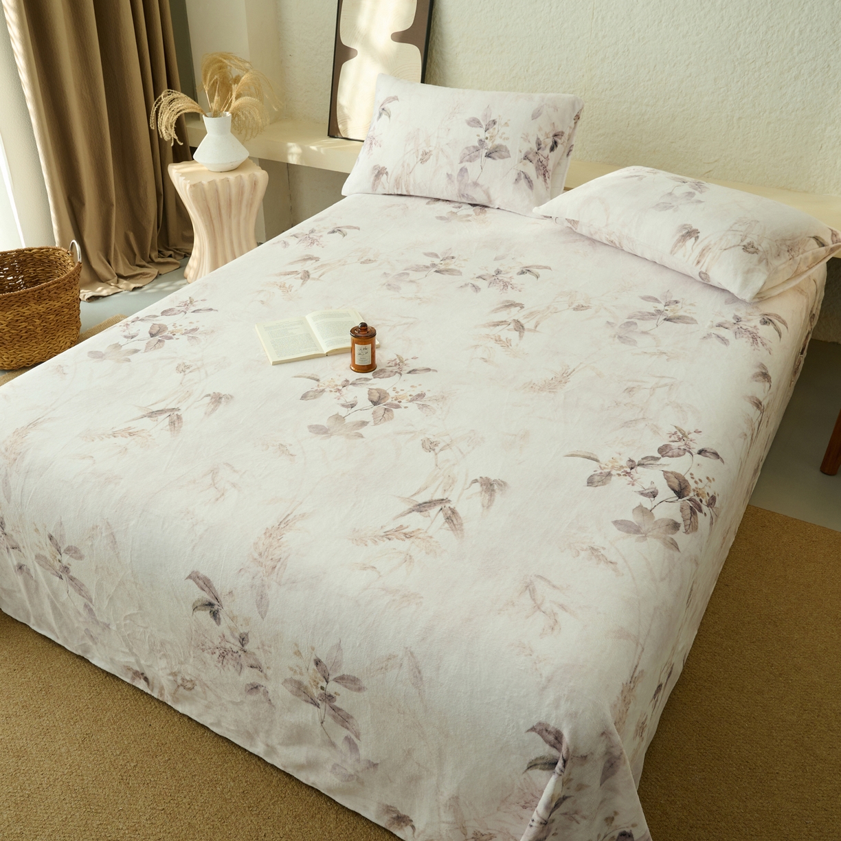 91家纺网 家纺一手货源 找家纺 早晨家纺 2025新款数码印花高克重牛奶单床单 疏影