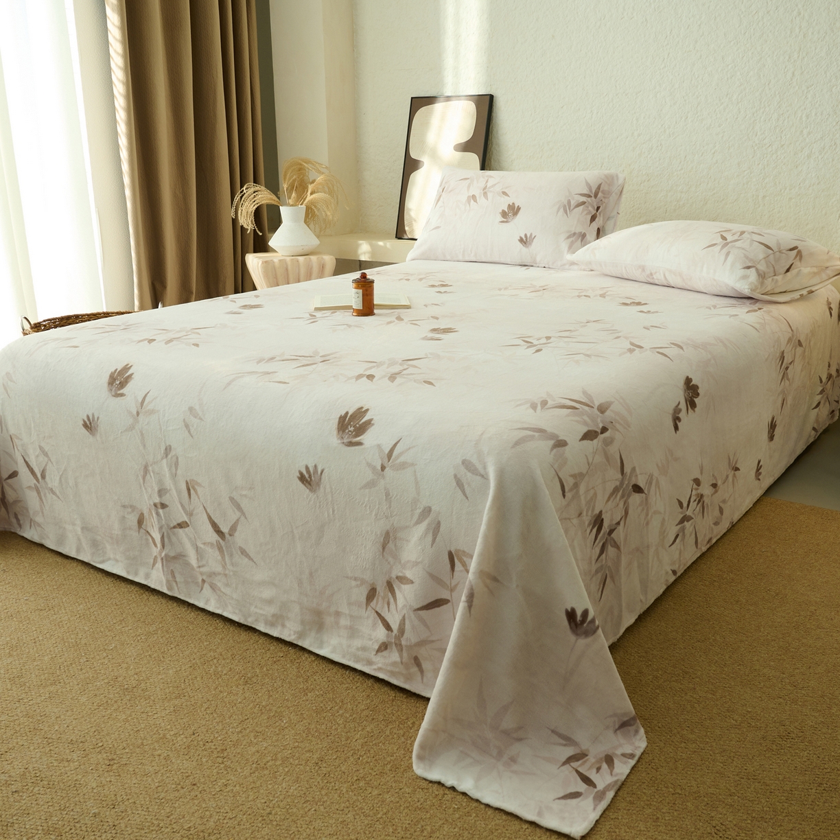 91家纺网 家纺一手货源 找家纺 早晨家纺 2025新款数码印花高克重牛奶单床单 竹影