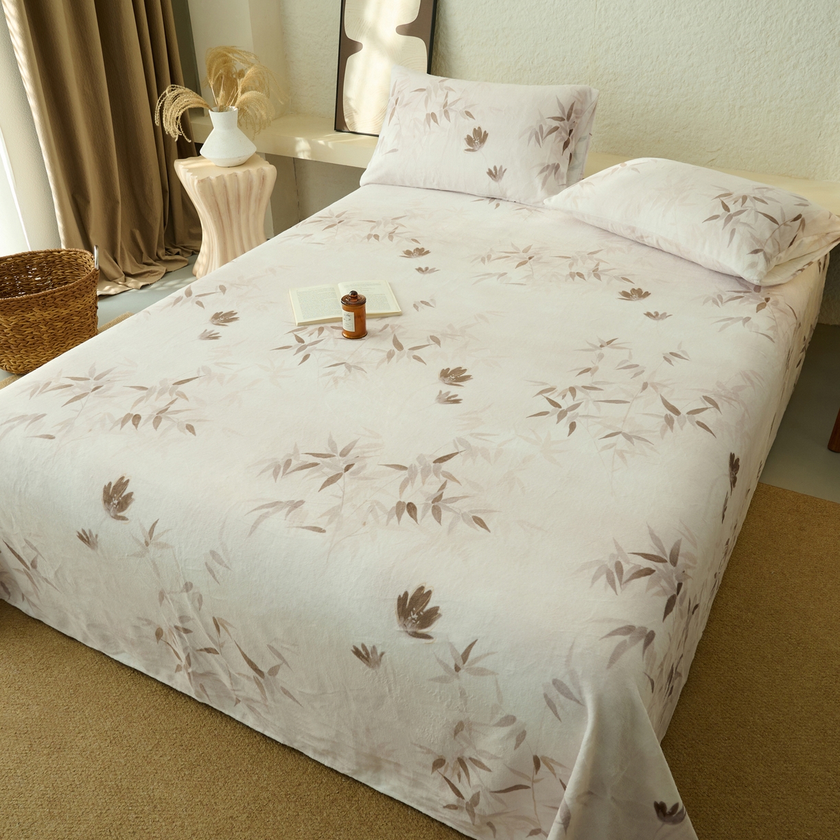 91家纺网 家纺一手货源 找家纺 早晨家纺 2025新款数码印花高克重牛奶单床单 竹影