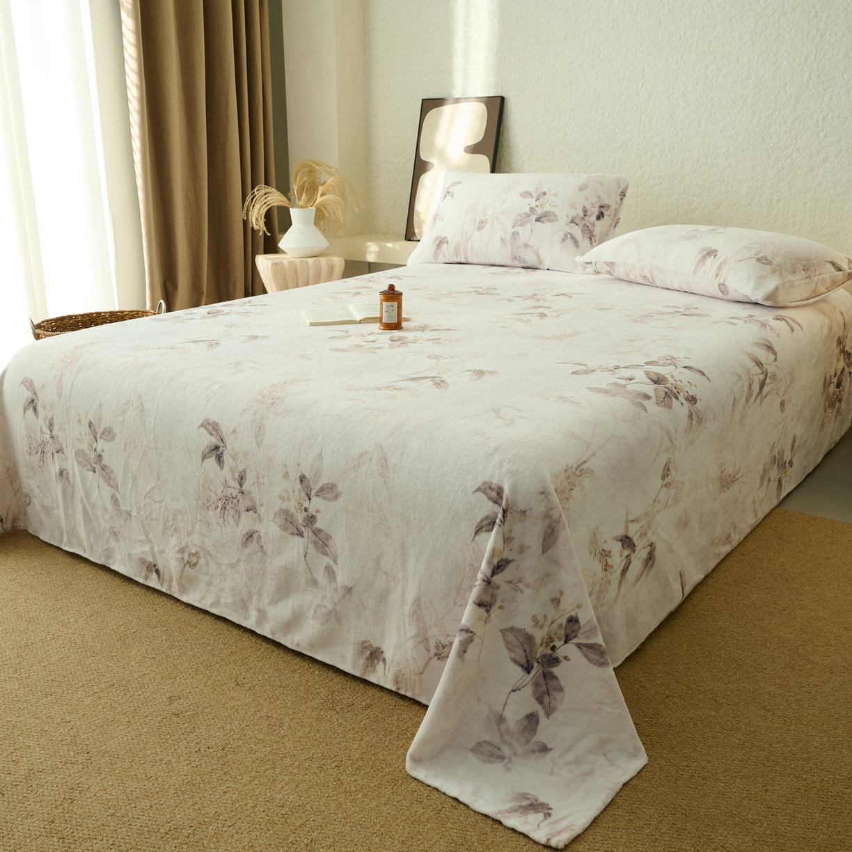 91家纺网 家纺一手货源 找家纺 早晨家纺 2025新款数码印花高克重牛奶单床单 疏影