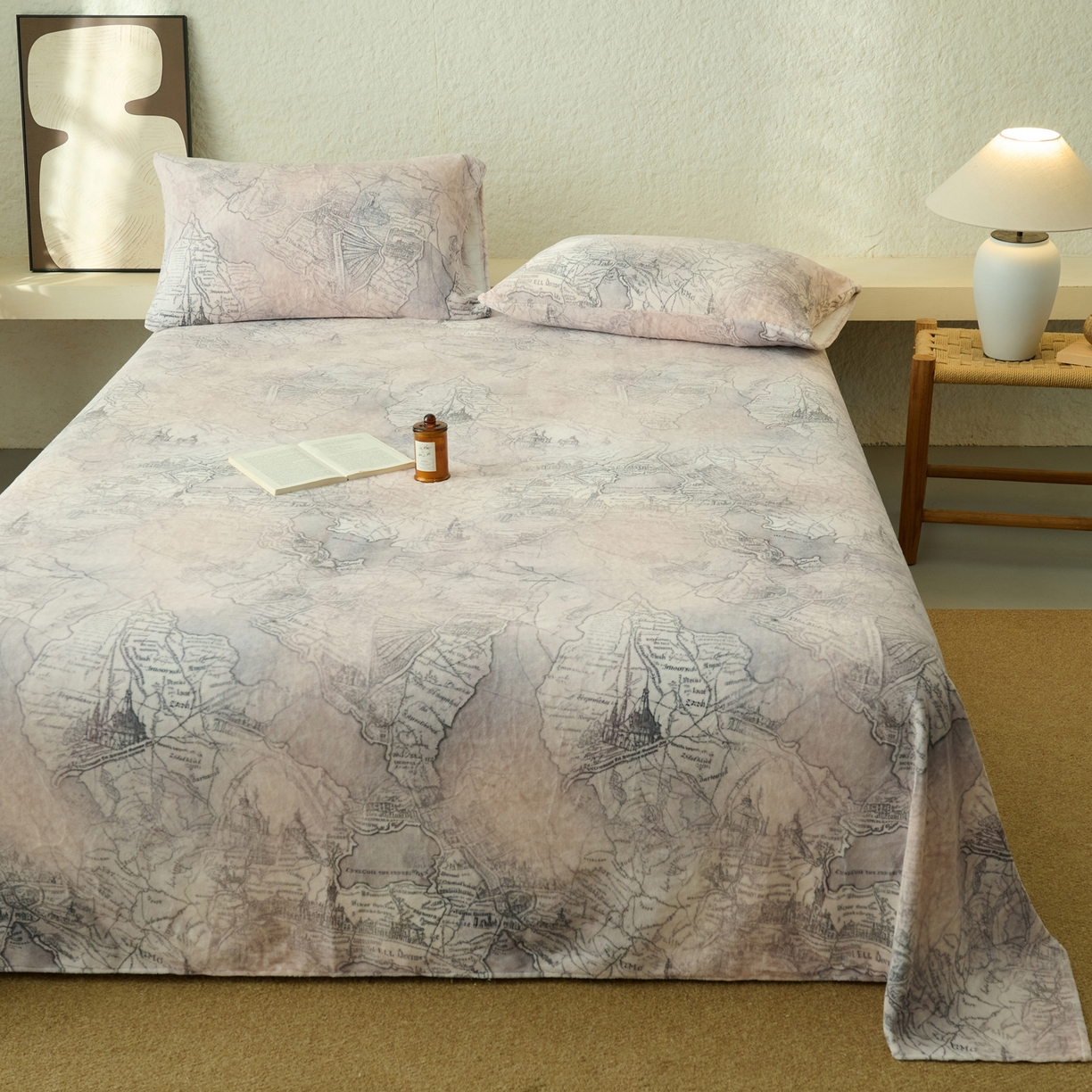 91家纺网 家纺一手货源 找家纺 早晨家纺 2025新款数码印花高克重牛奶单床单 漫途