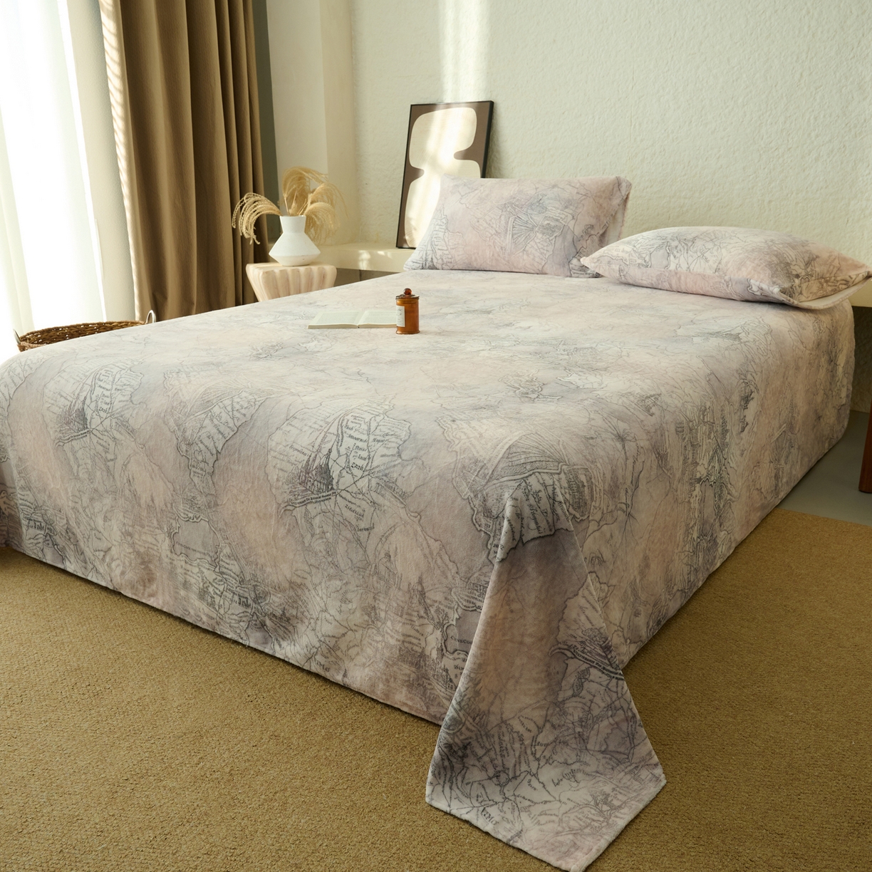 91家纺网 家纺一手货源 找家纺 早晨家纺 2025新款数码印花高克重牛奶单床单 漫途