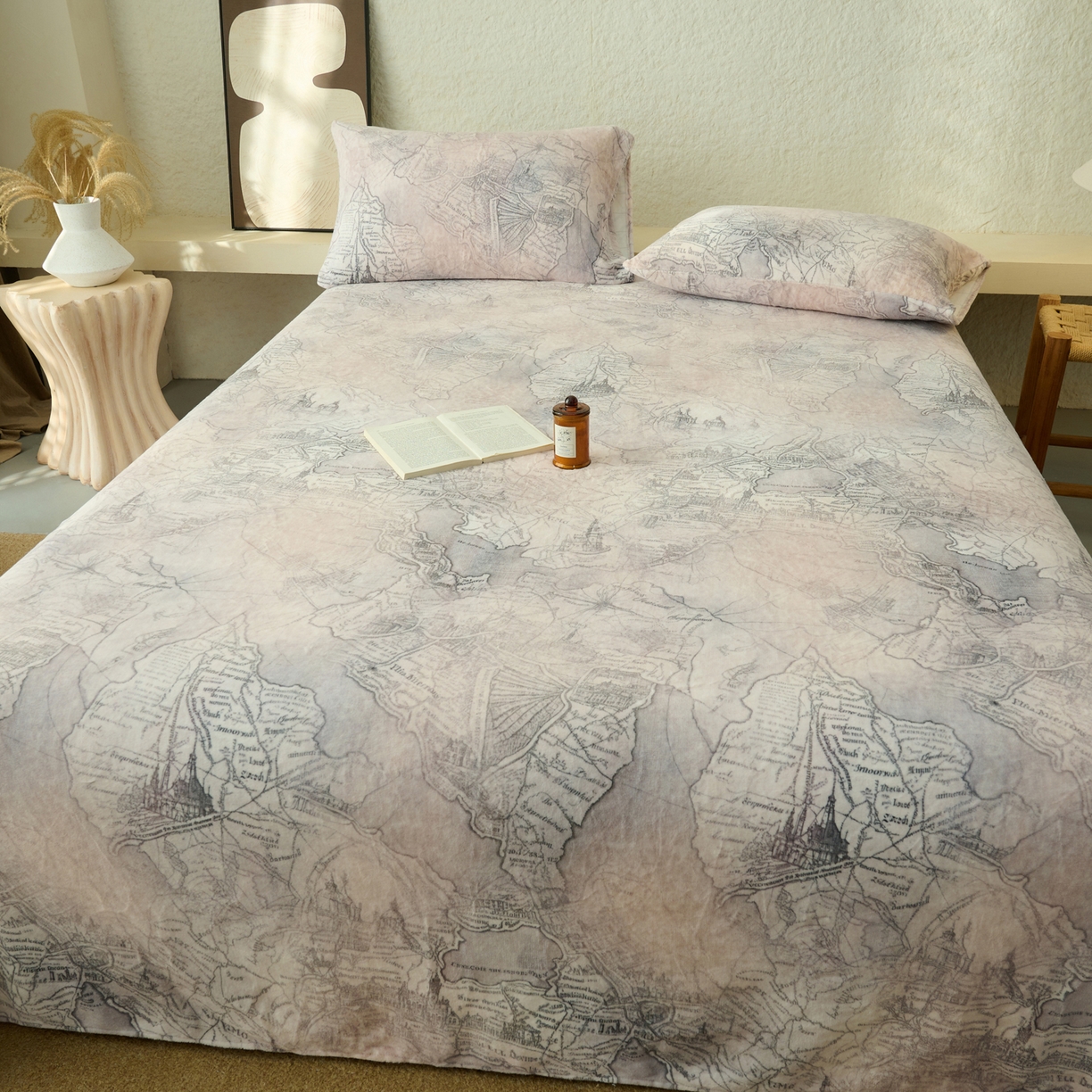 91家纺网 家纺一手货源 找家纺 早晨家纺 2025新款数码印花高克重牛奶单床单 漫途