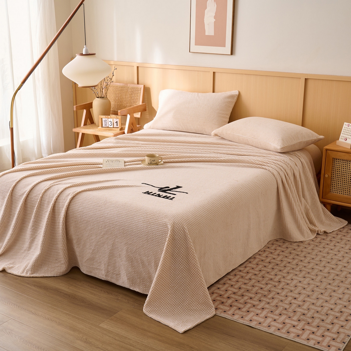 91家纺网 家纺一手货源 找家纺 （总）早晨家纺 2025新款深蓝款高克重牛奶绒阳离子提花单床单系列