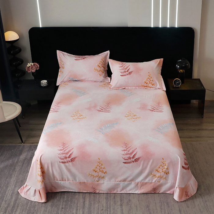 91家纺网 家纺一手货源 找家纺 （总）2025新款叶语系-活性全棉磨毛床单单件 加厚保暖印花纯棉磨毛床单单床单单品床单斜纹