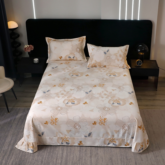 91家纺网 家纺一手货源 找家纺 （总）2025新款叶语系-活性全棉磨毛床单单件 加厚保暖印花纯棉磨毛床单单床单单品床单斜纹