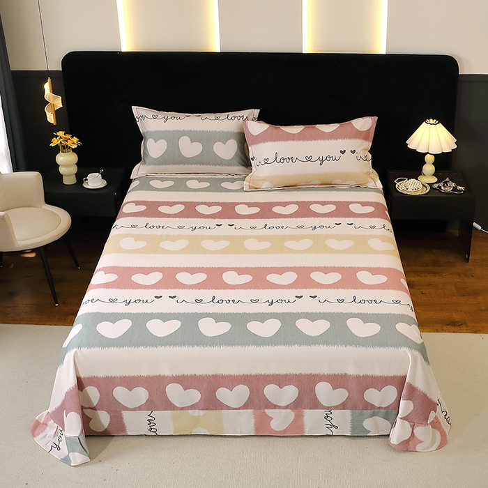 91家纺网 家纺一手货源 找家纺 （总）2025新款叶语系-活性全棉磨毛床单单件 加厚保暖印花纯棉磨毛床单单床单单品床单斜纹