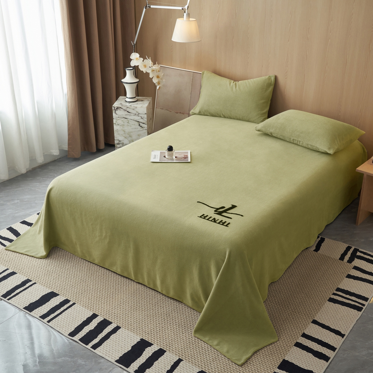 91家纺网 家纺一手货源 找家纺 （总）早晨家纺 2025新款牛奶绒纯色毛巾绣暖绒床单