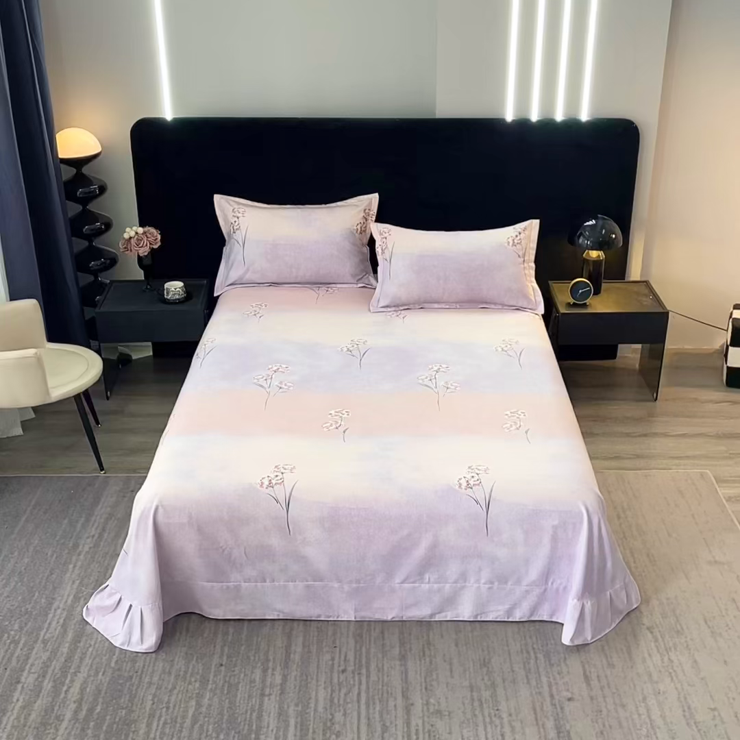 91家纺网 家纺一手货源 找家纺 晶缦家纺 2025叶语系·纯棉活性全棉磨毛单床单单品床单床单单件 兰菲尼粉