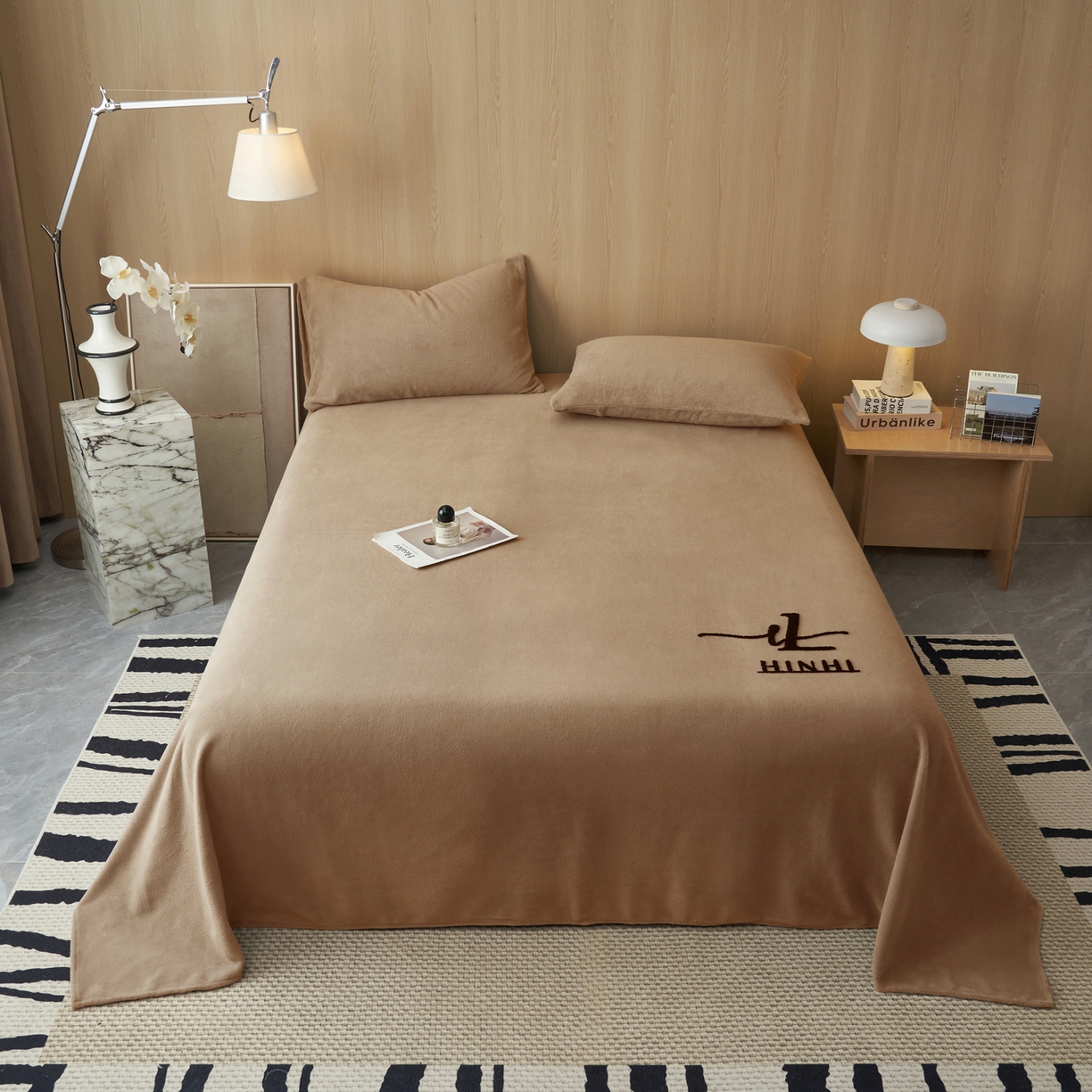 91家纺网 家纺一手货源 找家纺 （总）早晨家纺 2025新款牛奶绒纯色毛巾绣暖绒床单