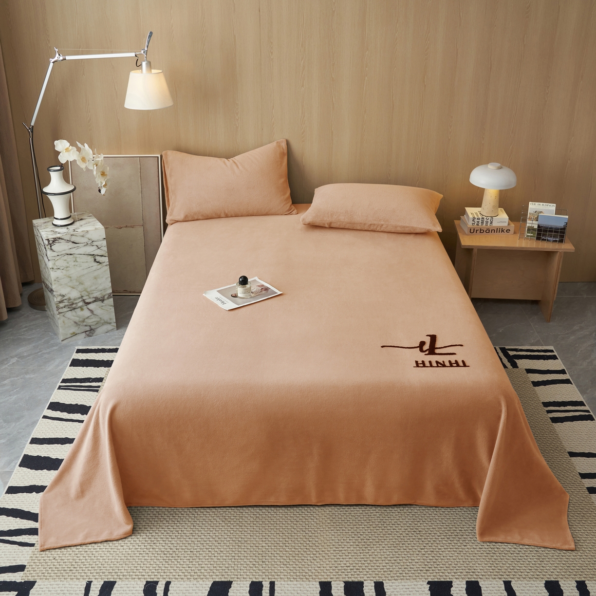 91家纺网 家纺一手货源 找家纺 （总）早晨家纺 2025新款牛奶绒纯色毛巾绣暖绒床单