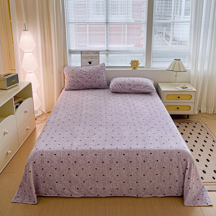 91家纺网 家纺一手货源 找家纺 名品家纺 2025新款新款加厚牛奶绒床单牛奶绒-爱心紫
