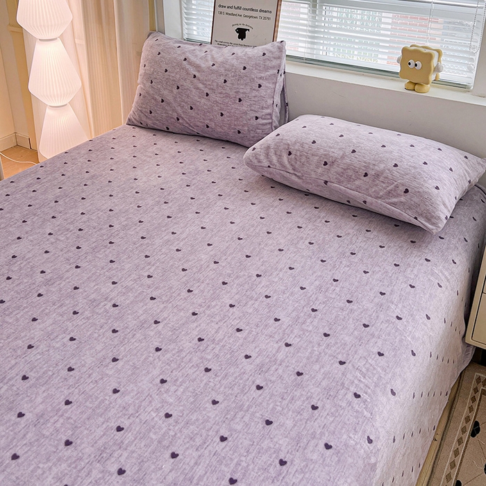 91家纺网 家纺一手货源 找家纺 名品家纺 2025新款新款加厚牛奶绒床单牛奶绒-爱心紫