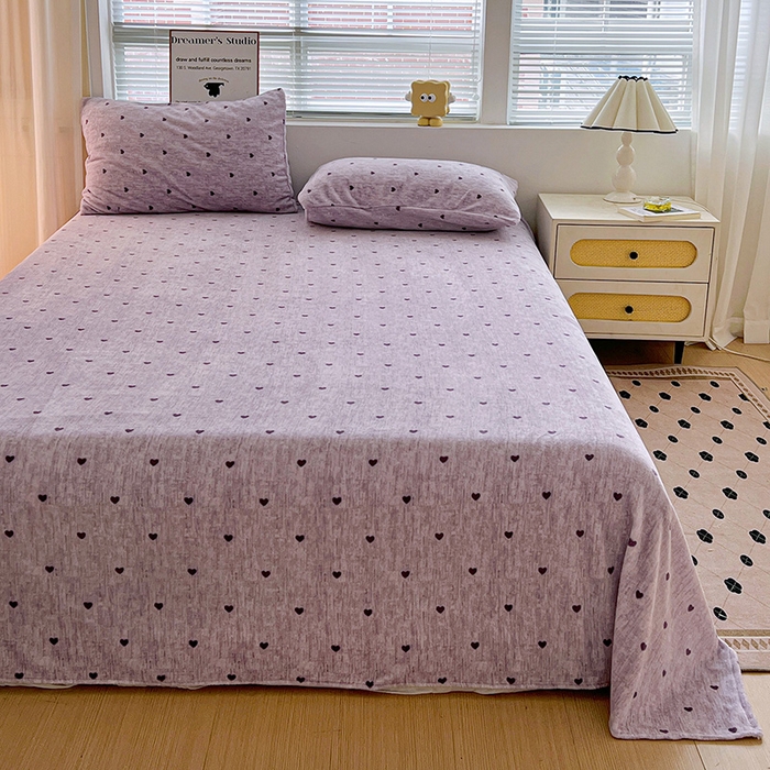 91家纺网 家纺一手货源 找家纺 名品家纺 2025新款新款加厚牛奶绒床单牛奶绒-爱心紫