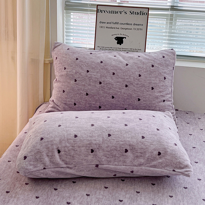 91家纺网 家纺一手货源 找家纺 名品家纺 2025新款新款加厚牛奶绒床单牛奶绒-爱心紫