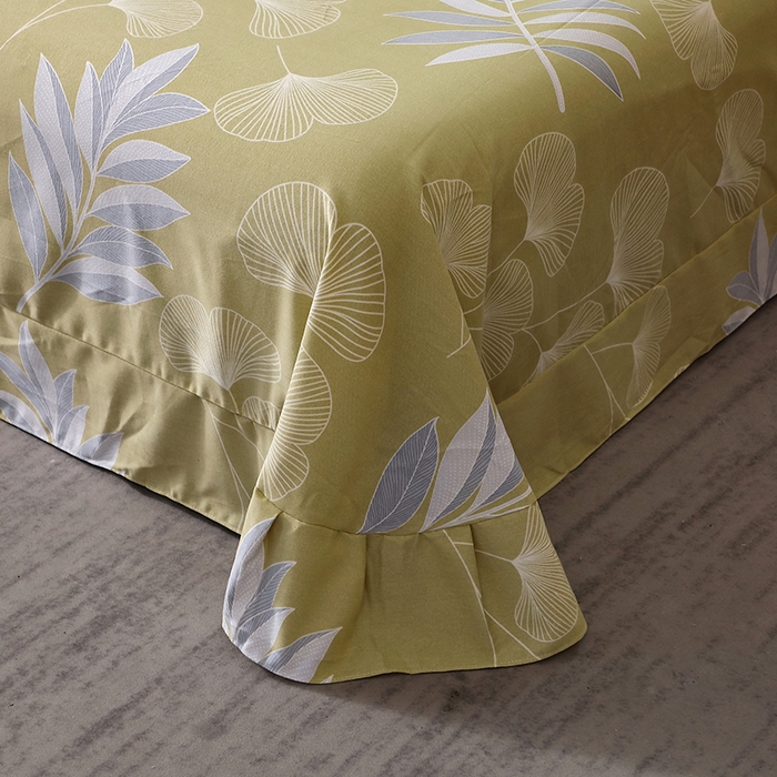 91家纺网 家纺一手货源 找家纺 晶缦家纺 2025叶语系·纯棉活性全棉磨毛单床单单品床单床单单件 迷迭香黄