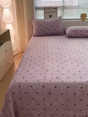 91家纺网 家纺一手货源 找家纺 名品家纺 2025新款新款加厚牛奶绒床单牛奶绒-爱心紫