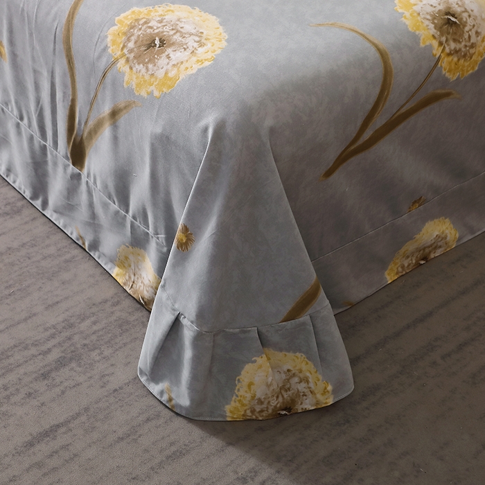 91家纺网 家纺一手货源 找家纺 晶缦家纺 2025叶语系·纯棉活性全棉磨毛单床单单品床单床单单件 清浅蒲英灰