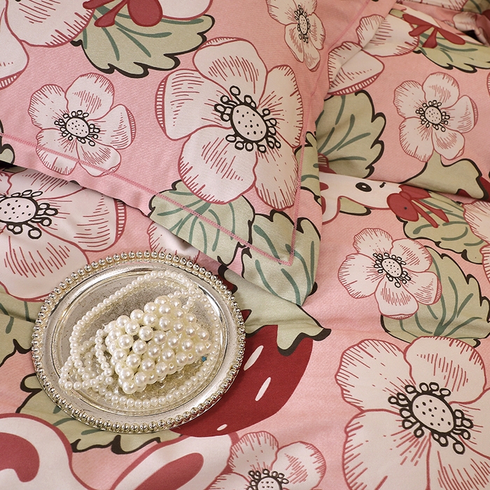 91家纺网 家纺一手货源 找家纺 晶缦家纺 2025叶语系·纯棉活性全棉磨毛单床单单品床单床单单件 兔宝贝粉