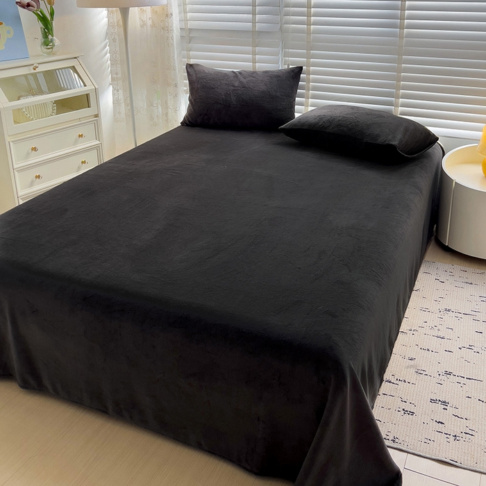 91家纺网 家纺一手货源 找家纺 名品家纺 2025新款新款加厚牛奶绒床单牛奶绒-奶黑