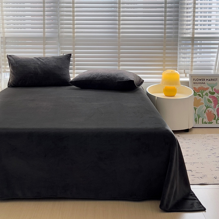 91家纺网 家纺一手货源 找家纺 名品家纺 2025新款新款加厚牛奶绒床单牛奶绒-奶黑